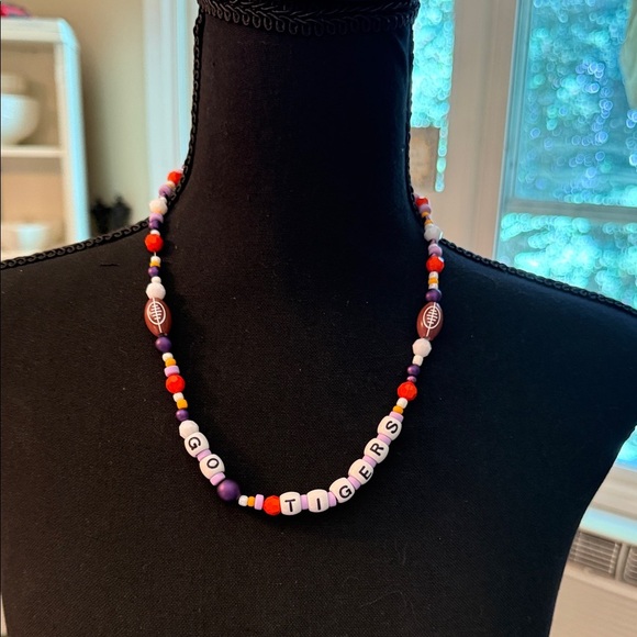 Vibrant 'Go Tigers' Beaded Necklace - Picture 1 of 5